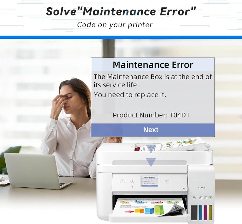 SUBLIMAKER T04D1 Maintenance Box for EcoTank ET-15000 ET-3760 ET-3850 ET-4850 ET-4760 ET-3750, T04D100 Ink Maintenance Box for ET15000 ET-4750 ET-3830 ET-5150 ET-2980 ET-3950 ET-4950 Printer, TO4D1/04D1/EWMB2 - Image 2